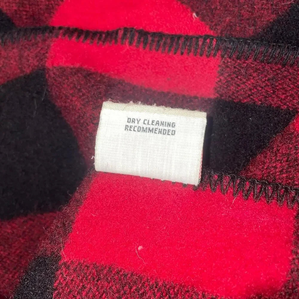 Woolrich Buffalo Plaid Wool Vintage Blanket Red Black Cabin Throw USA Made